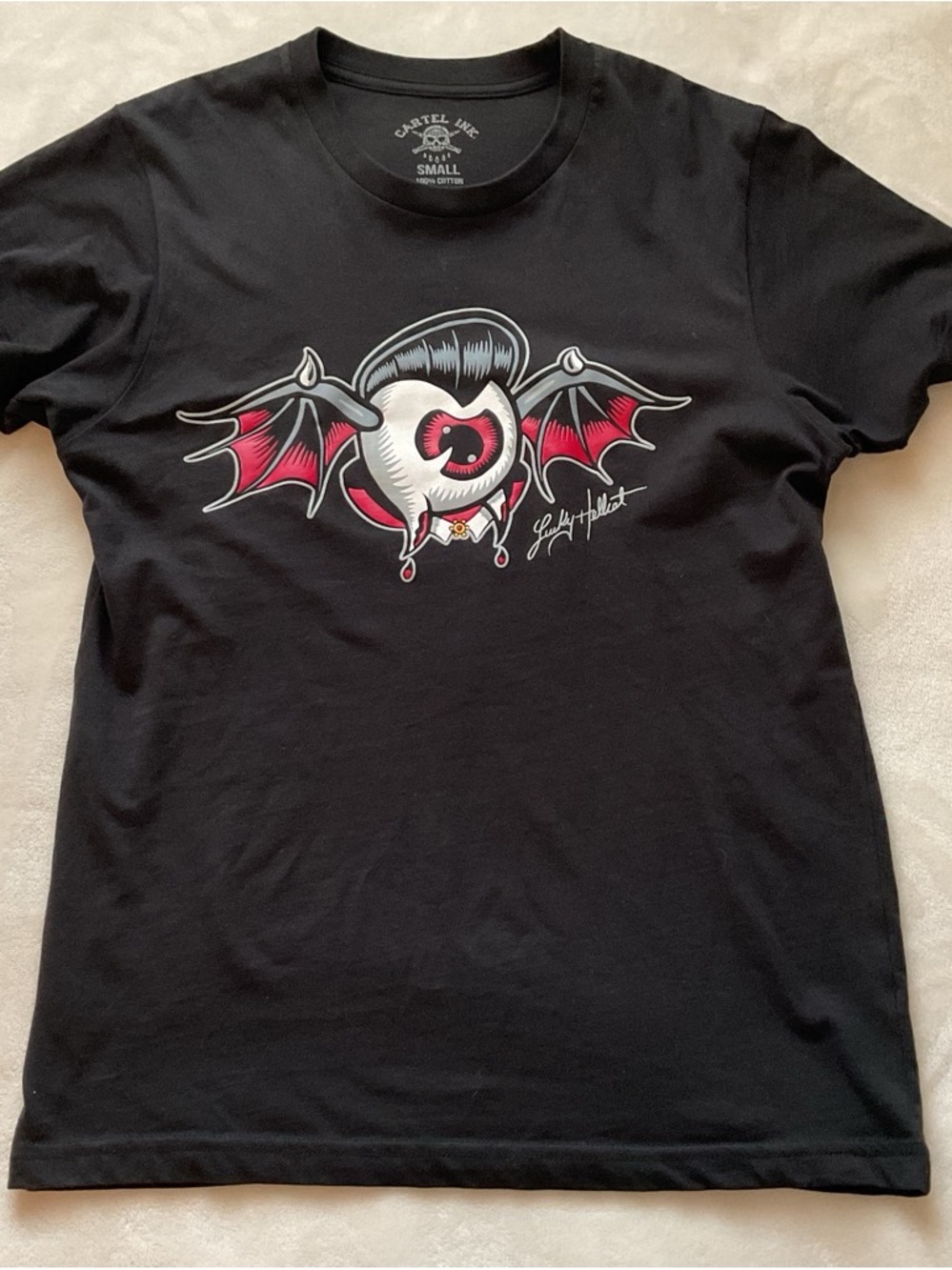 Cartel Ink Black Short-Sleeve Graphic Tee with Red Accent